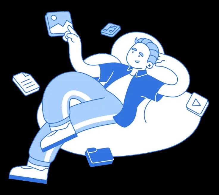 Man interacting with files from cloud storage